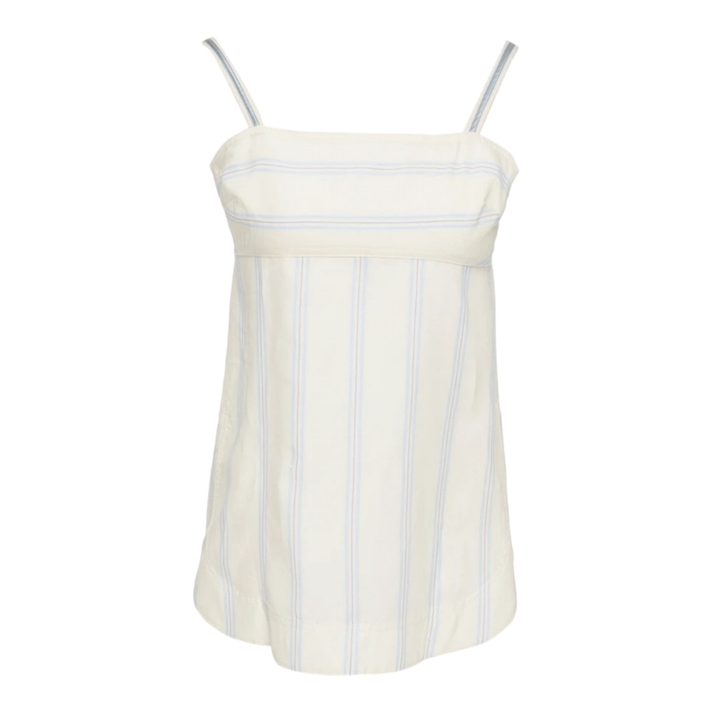 Lee Mathews Madox Cutout Striped Shantung Top, Size 6, Off-White | Blue, Nwt — image 3 of 8
